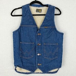 Wrangler Blue Denim Vest with Sherpa Lining